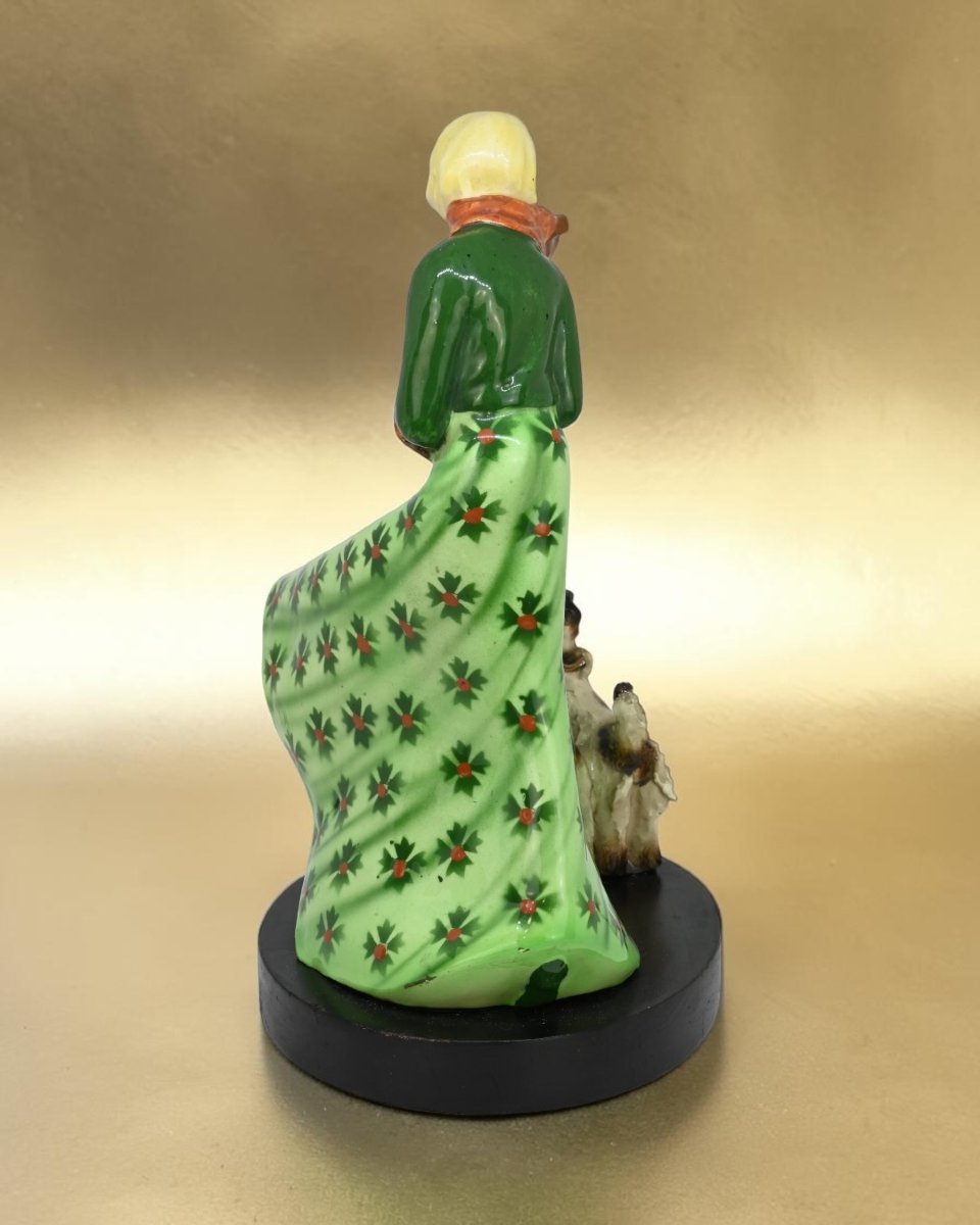Figura di Donna Con Due Cani - Ceramica Policroma - Italia Anni 30-photo-5